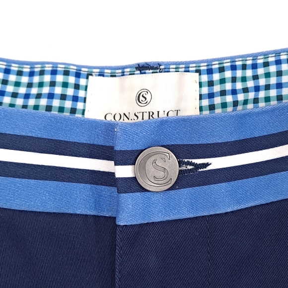 Con.Struct Men's Chino Pants Navy Blue Contrasting Waistband Stretch - Sz 48x30 - Picture 8 of 12